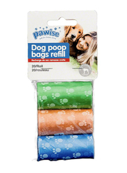 Pawise Dog Poop Bags Refill, 8 x 20, Multicolor