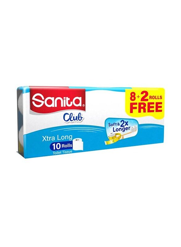 Sanita Club Plain Toilet Tissue Rolls, 10 Rolls x 360 Sheets