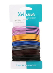 Xcluzive 40-Pieces Thin Ponytailers, Multicolour