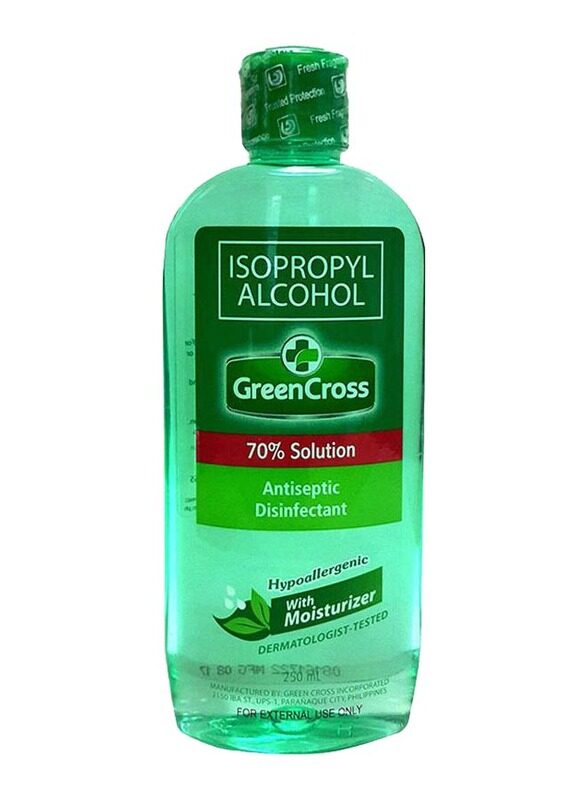 

Green Cross Isopropyl Alcohol 70% Solution Antiseptic Disinfectant, 250ml