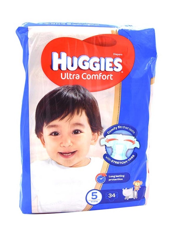 Huggies Ultra Comfort Superflex Diapers, Size 5, 12-22 kg, Economy Pack, 34 Count