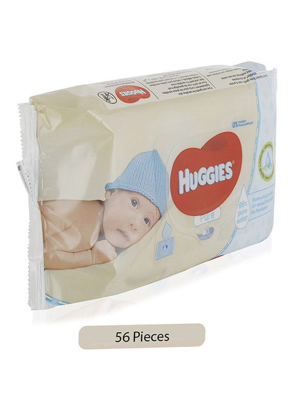 Huggies Pure Baby Wipes for Babies, 56 Wipes