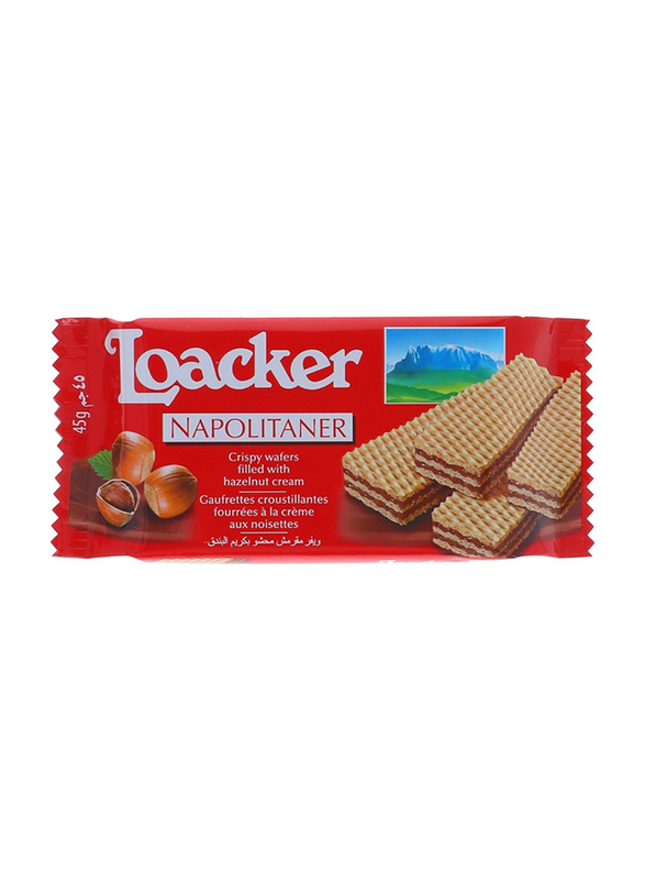 Loacker Napolitano Crispy Wafer Filled with Hazelnut Cream, 45g