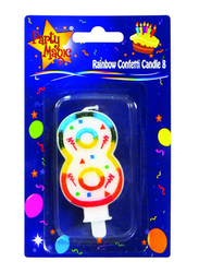 Party Magic Rainbow 8 Numerical Candle with Holder, Multicolour