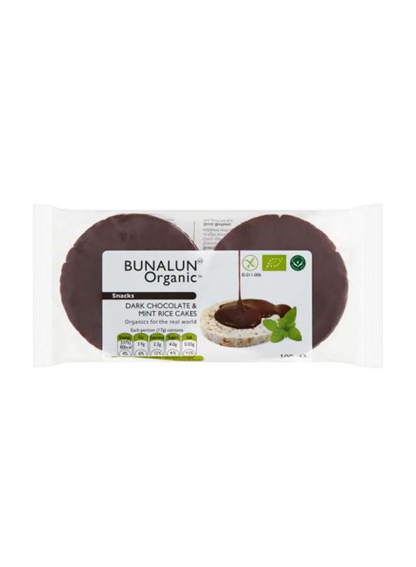 Bunalun Organic Dark Chocolate & Mint Rice Cakes, 100g