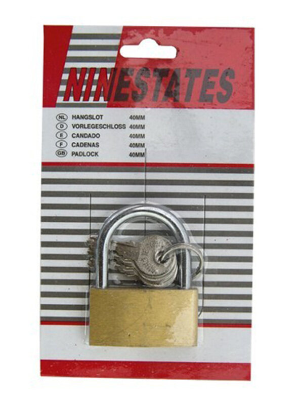 

Ninestates Brass Pad Lock, 30mm, Gold