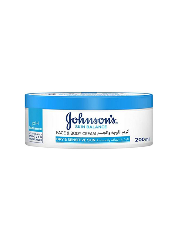 Johnson's Skin Balance Face & Body Cream for Dry & Sensitive Skin, 200ml