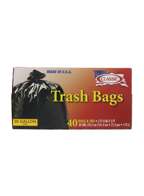 

Classic Plastic Trash Bags, 30 Gallons, 40 Bags