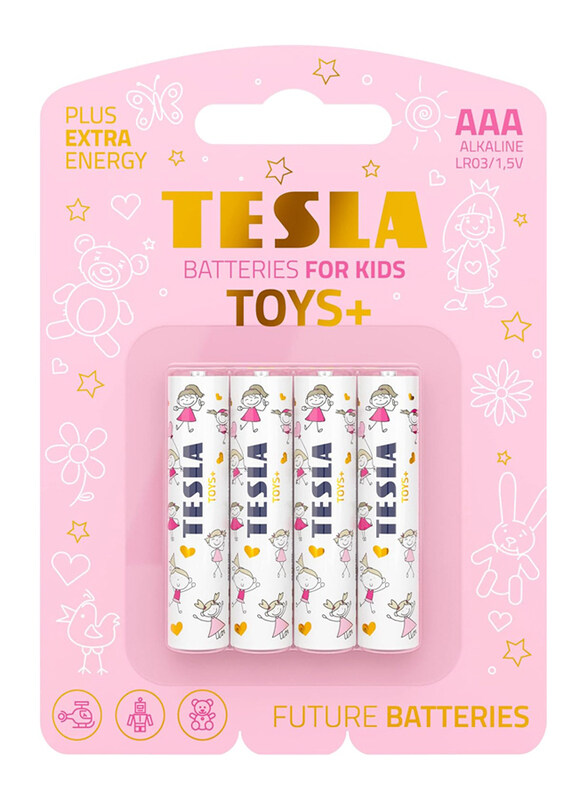 

Tesla Toys+ AAA 1.5V Alkaline Batteries, 4 Pieces, White