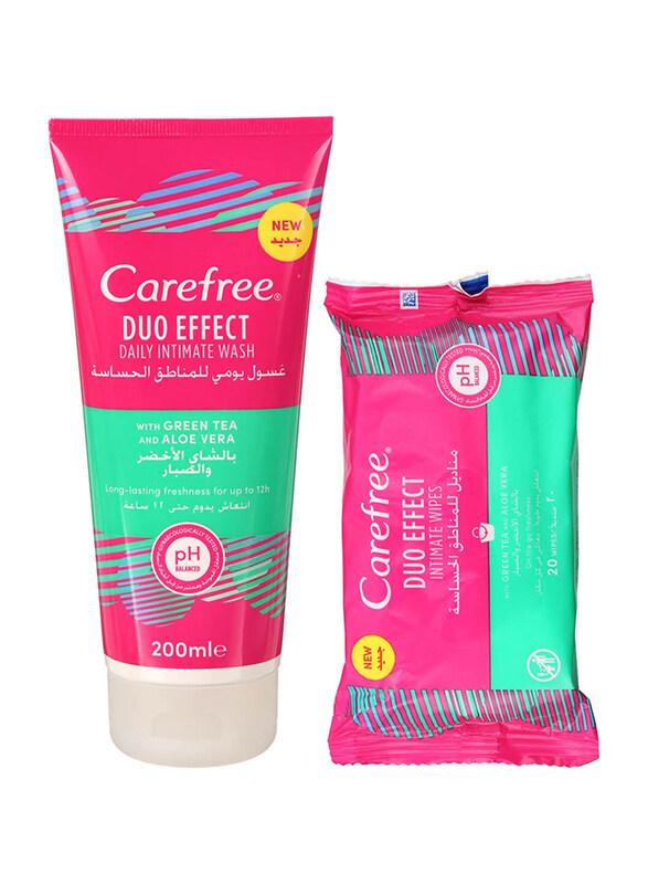 

Carefree Duo Effect Green Tea & Aloe Vera Daily Intimate Wash with Intimate Wipes, 2 Pieces