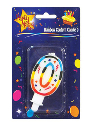 Party Magic Rainbow 0 Numerical Candle with Holder, Multicolour