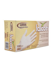 Falcon Latex Pre-Powdered Gloves, Small, 100 Pieces, White