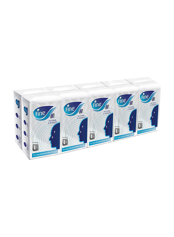 

Fine Pocket Facial Tissues, 10 x 10 Sheets x 3 Ply