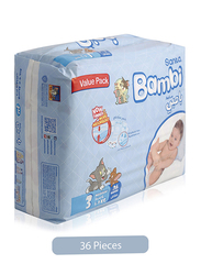 Sanita Bambi Baby Diapers, Size 3, 5-9 kg, 36 Count