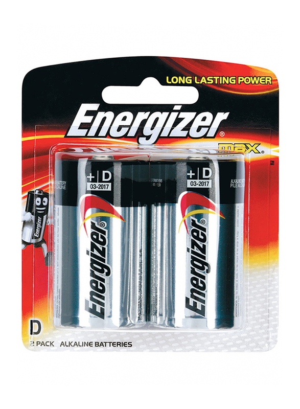Energizer Max +D Alkaline Battery, 2 Piece, Multicolour