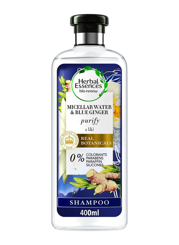 Herbal Essences Bio Renew Hair Shampoo with Micellar Water & Blue Ginger for Damaged Hair, 400ml