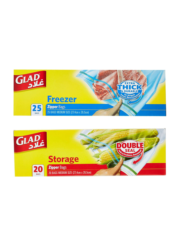 

Glad Zipper Freezer Bags, 25 Pieces