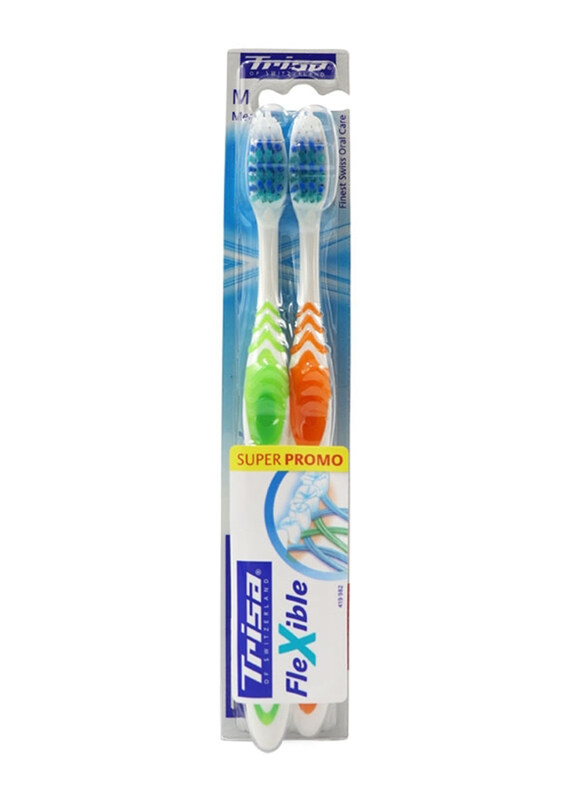 

Trisa Flex Active Soft Medium Toothbrush, Multicolour, 2 Pieces