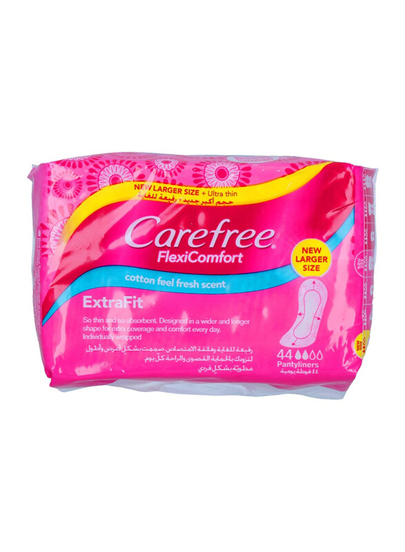 

Carefree Flexi Comfort Extrafit Panty Liners Sanitary Pads, Large, 44 Pieces