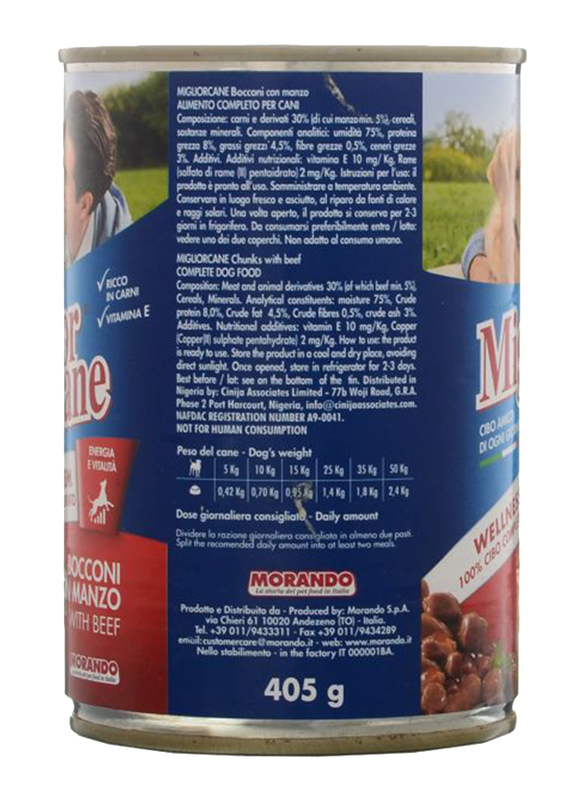 Miglior Cane Chunks Beef Wet Dog Food, 405 grams