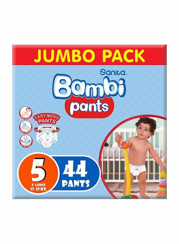 Sanita Bambi Pants Baby Diapers, Size 5, X-Large, 12-19 Kg, 44 Counts