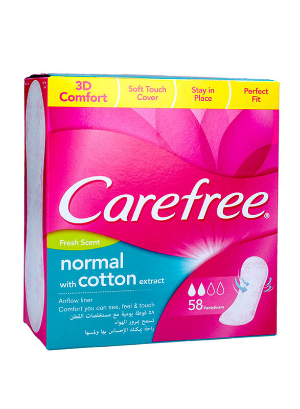 

Carefree Fresh Scent Cotton Extract Airflow Panty Liners Sanitary Pads, Normal, 56 Pads