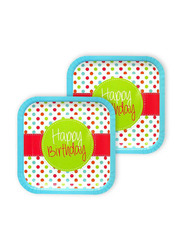 6-Piece Happy Birthday Square Plate, Multicolour