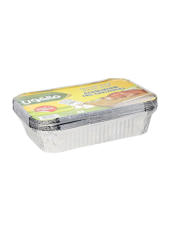 Falcon Aluminum Rectangle Food Container with Lid, 10-Pieces, Silver