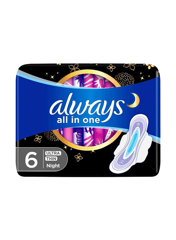 

Always All in One Ultra Thin Night Pads with Wings, 6 Pieces