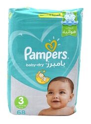 Pampers Baby Dry Diapers, Jumbo Pack, Size 3, 5-9 Kg, 68 Diapers