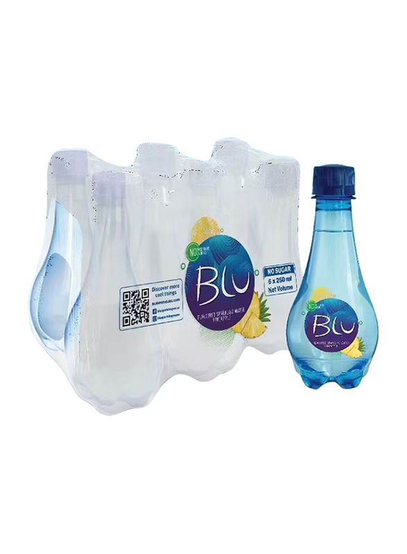 Blu No Sugar Pineapple Flavour Sparkling Water, 6 x 250ml