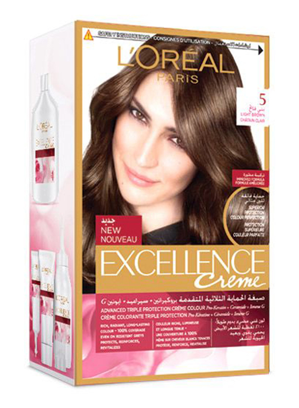 L'Oreal Paris Excellence Creme Hair Color Set, 5 Light Brown