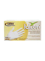Falcon Latex Gloves With Powder, Medium, 100 Pieces
