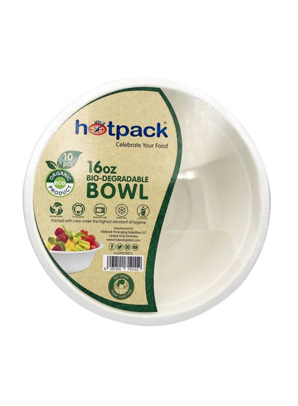 

Hotpack 473ml 10-Piece Bio Degradable Paper Pulp Bowl, White