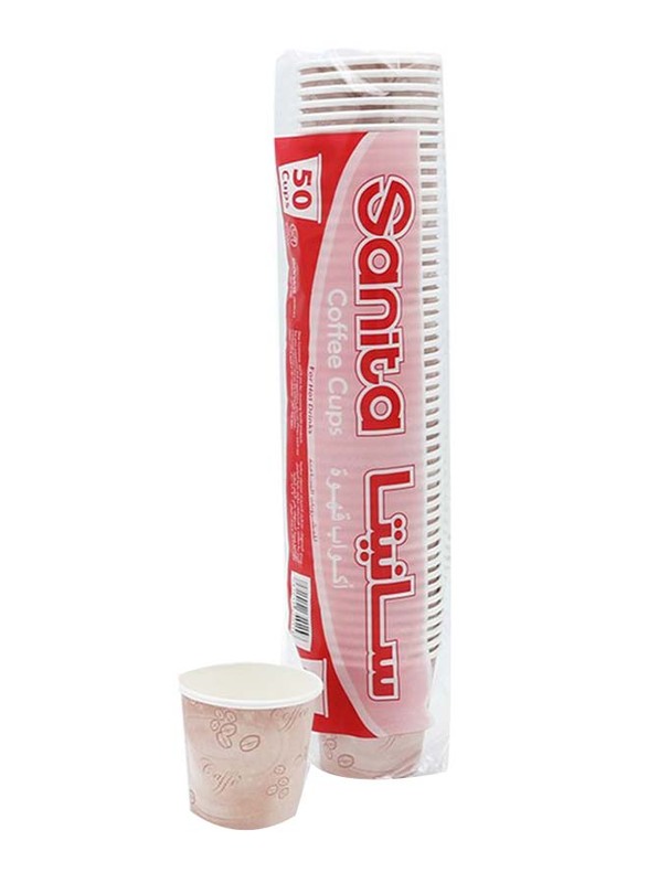 Sanita 7oz 50-Piece Paper Cup Set, White/Pink