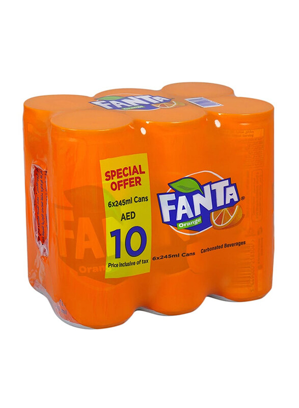 

Fanta Orange Soft Drink, 6 Can x 245ml