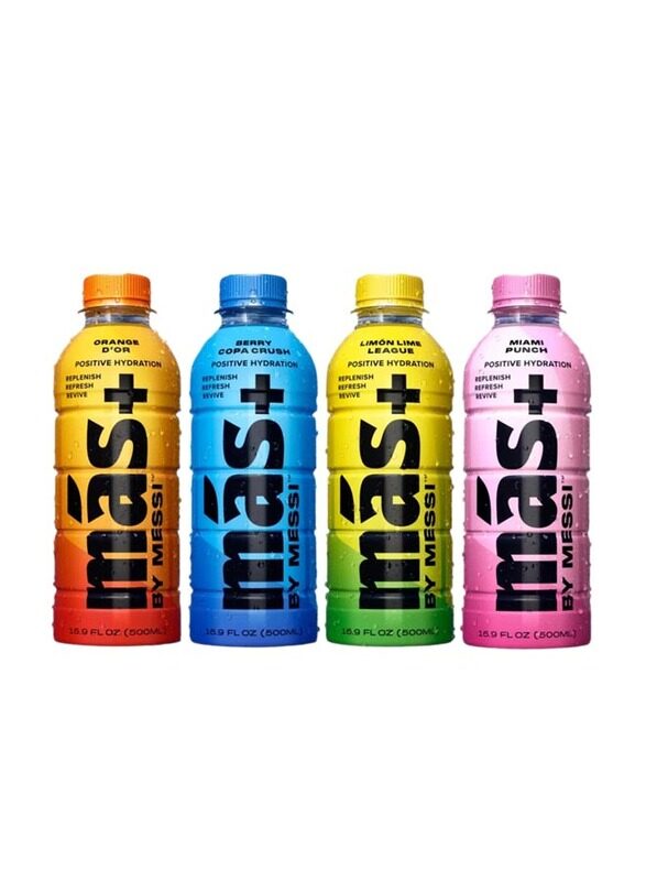 

Mas+ By Messi Positive Hydration Drink, 4 x 500ml, Mixed Flavours