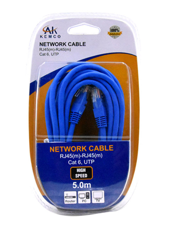 AK Kemco 5 Meter Cat 6 Network Cable, Blue