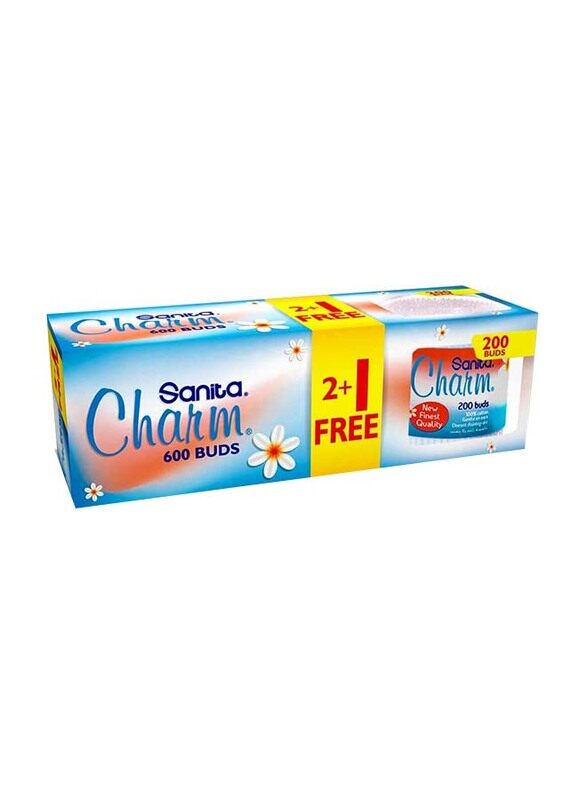 

Sanita Charm 100% Cotton Buds, 3 x 200 Pieces