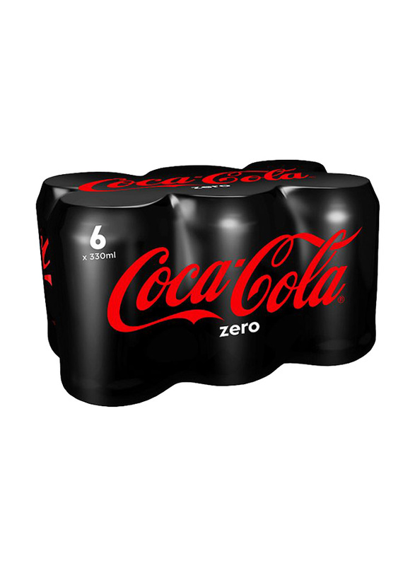 Coca Cola Zero Calories Carbonated Soft Drink, 6 Cans x 330ml
