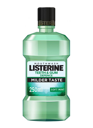 Listerine Teeth & Gum Defence Milder Taste Mouthwash, Soft Mint, 250ml