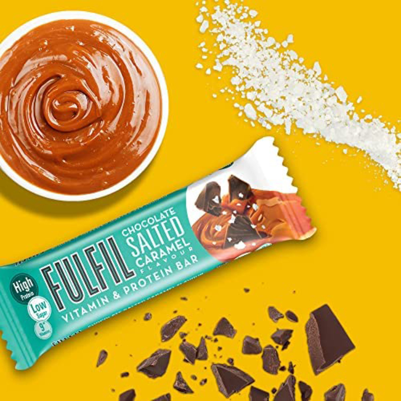 Fulfil Dark Chocolate & Salted Caramel Protein Bar with Vitamin, 55g