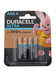 Duracell AAA4 Ultra Alkaline Battery, 4 Pieces, Multicolour