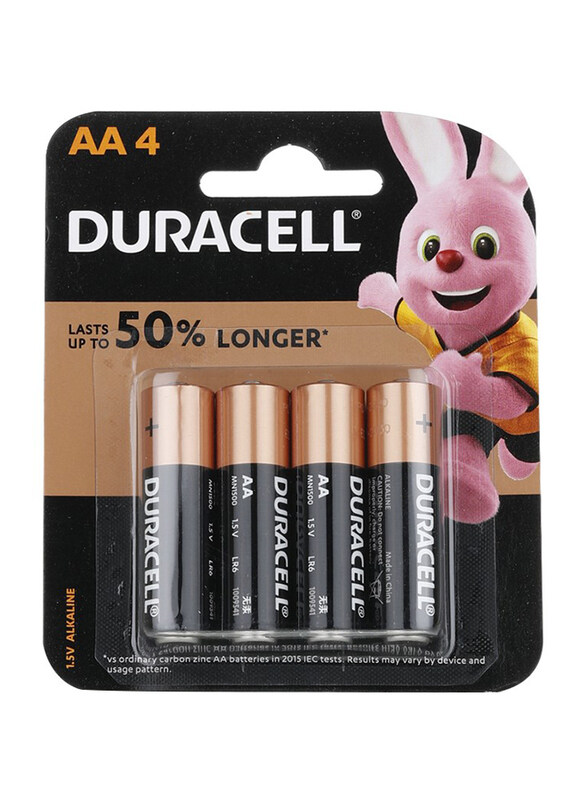 

Duracell AA Alkaline 1.5V Batteries, 4 Pieces, Black/Gold