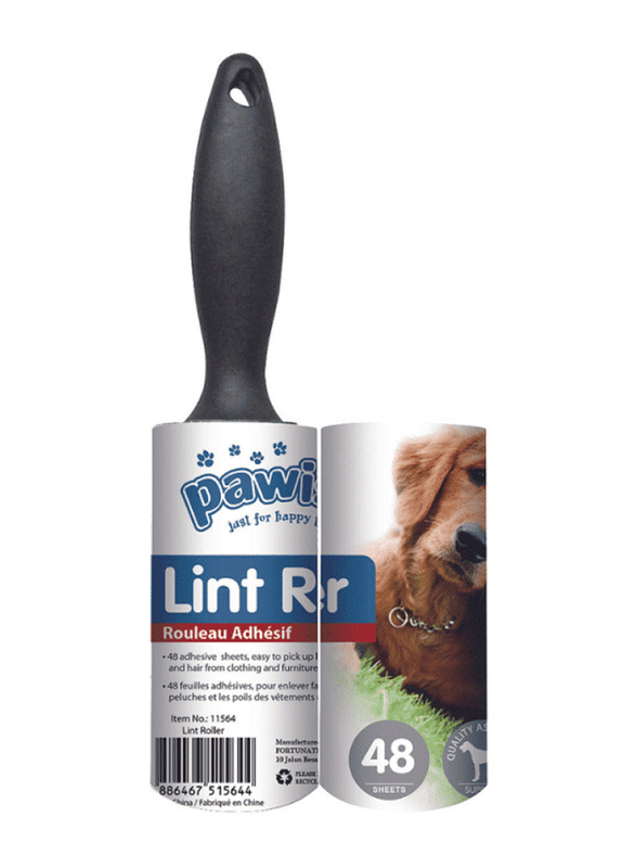 Pawise Black Pet Lint Roller with Refill, 48 Sheet, Black
