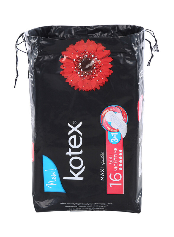 

Kotex Nighttime Maxi Sanitary Pads with Wings, 16 Piece