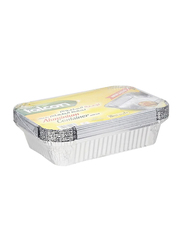 Falcon Aluminum Rectangle Food Container with Lid, 21.2 x 15cm, 10-Pieces, Silver