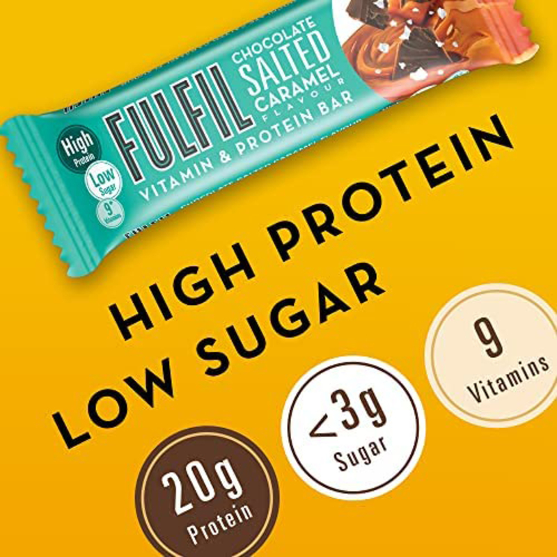 Fulfil Dark Chocolate & Salted Caramel Protein Bar with Vitamin, 55g