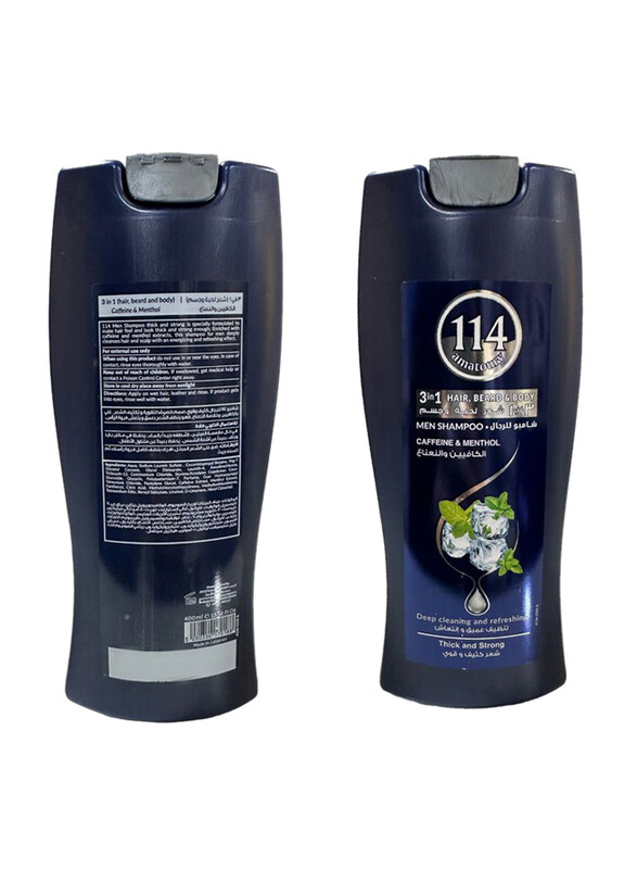 

114 Amatoury Men 3 In 1 Menthol Shampoo for All Hair Type, 400ml