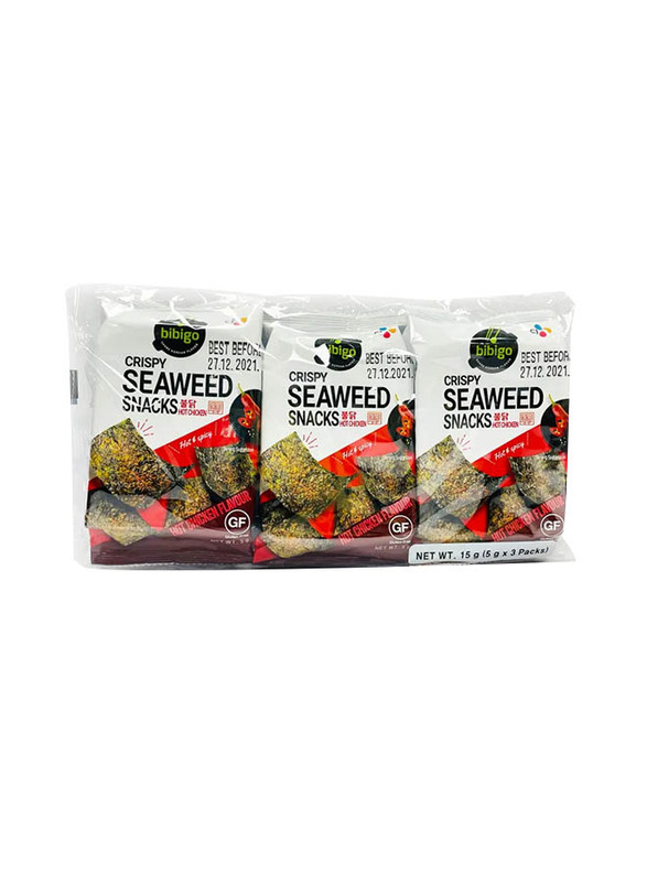 CJ Bibigo Crispy Hot Chicken Seaweed Snacks, 3 x 5g